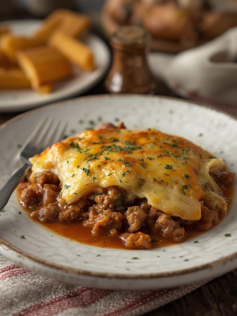 Amish Hamburger Steak Bake served