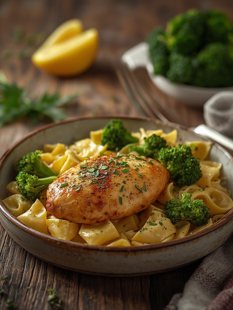 Cowboy Butter Lemon Bowtie Chicken with Broccoli
