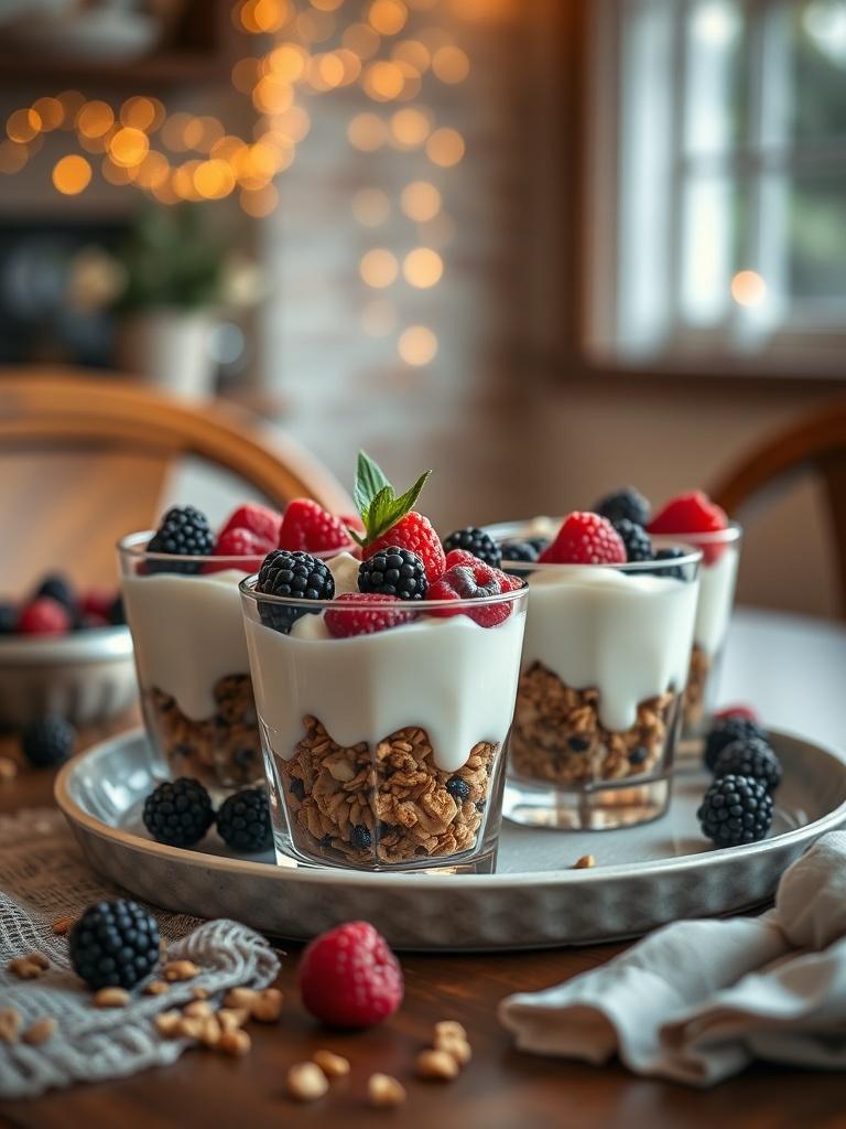 Frozen Yogurt Granola Cups with Berries