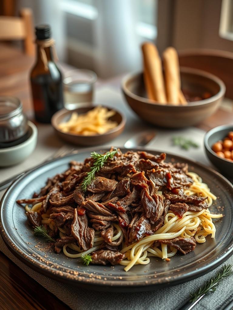 Slow Cooker Shredded Balsamic Beef